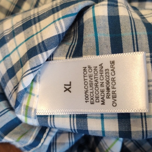 VURT Plaid Long Sleeve Button Up Casual Shirt, Size XL, White/Blue/Green - Picture 8 of 9